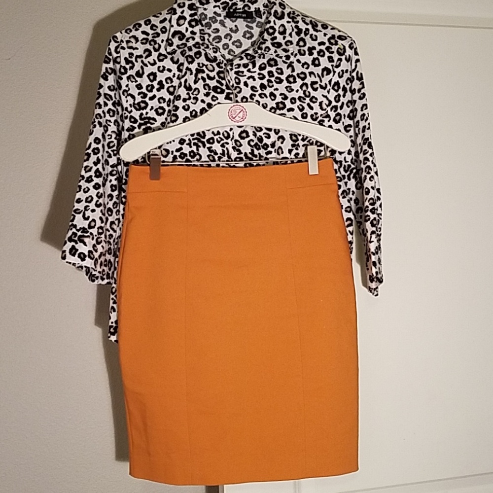 Apt9 leopard print top and H&M skirt